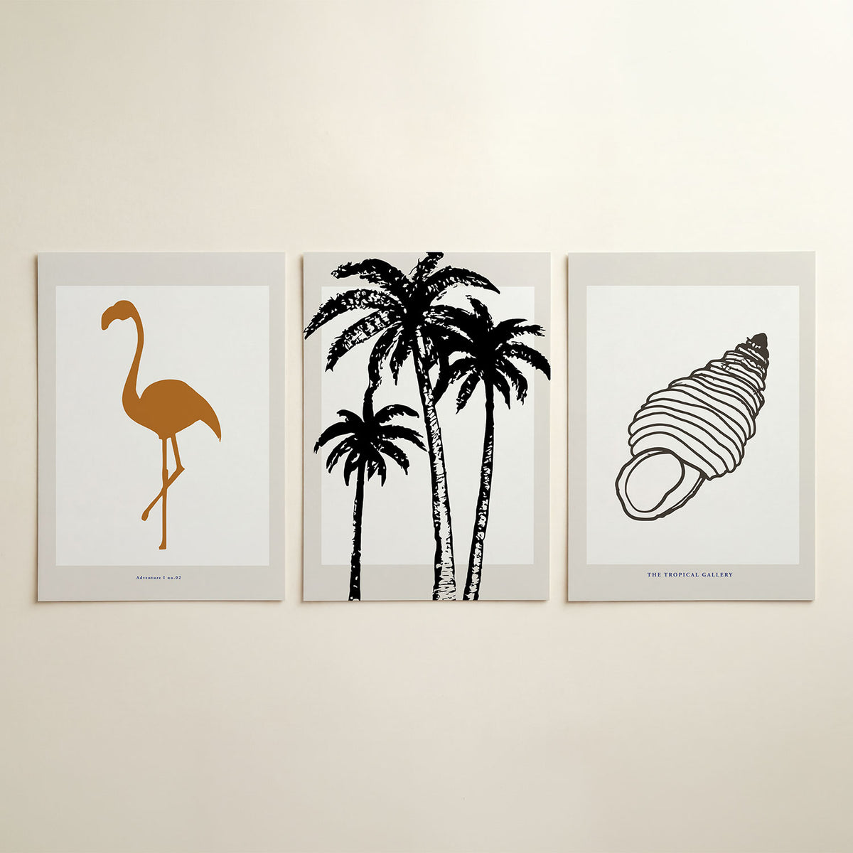 Vorm en balans driedelige posterset in interieur