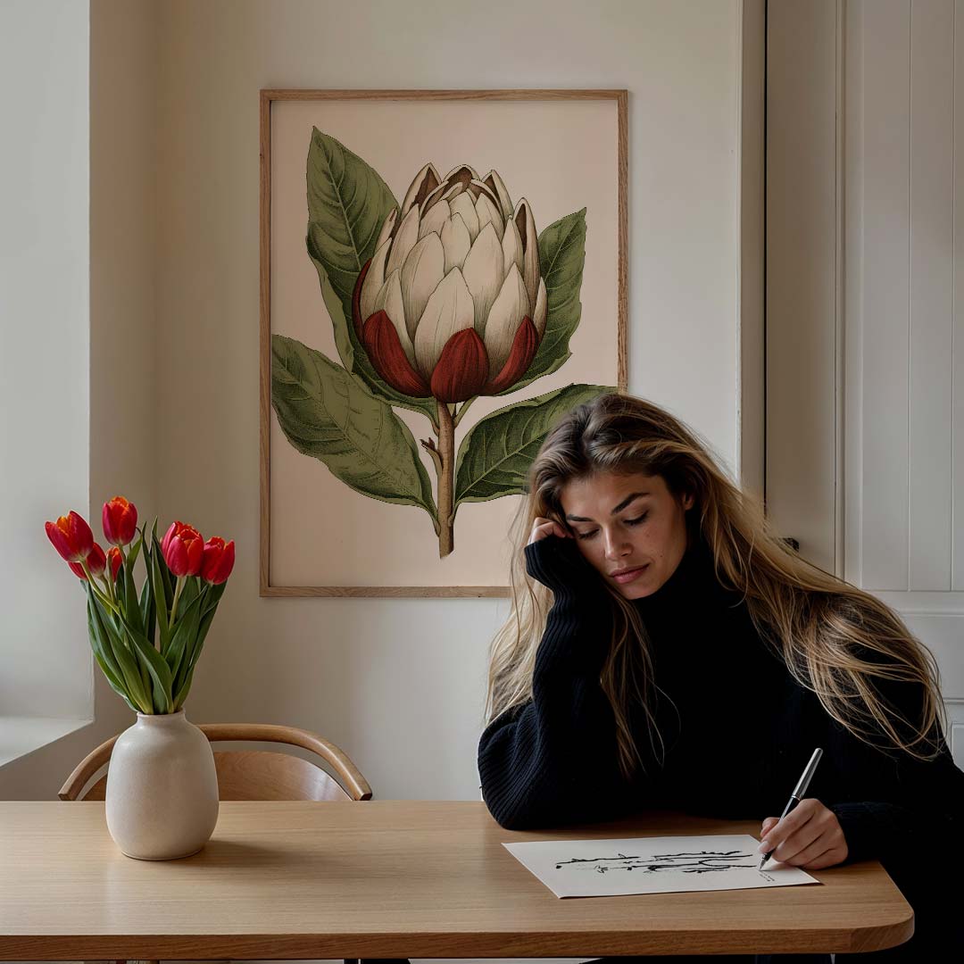 Botanische Artisjok Illustratie – culinaire wandkunst als portret poster