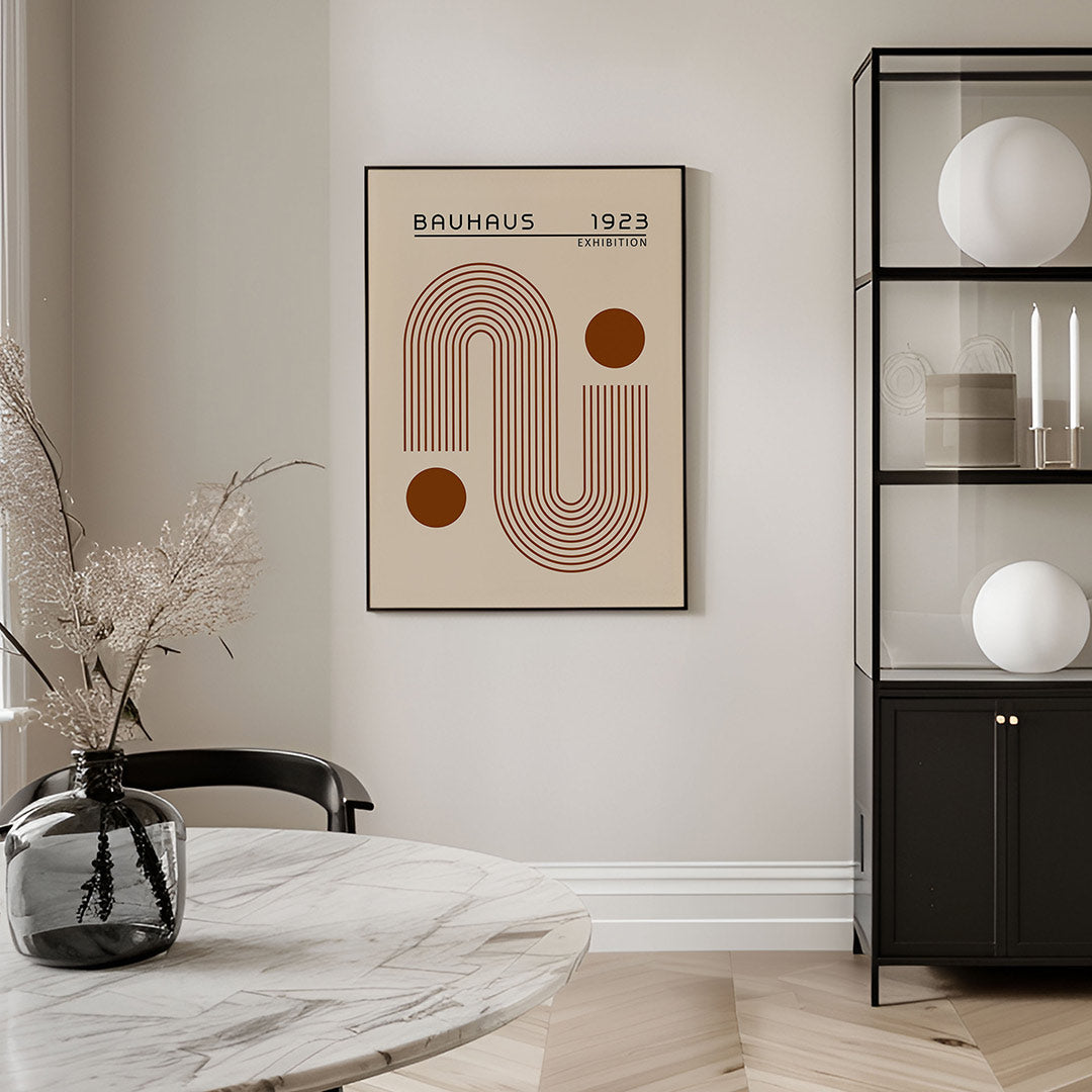Lijnen en cirkel – geometrische Bauhaus poster in staand formaat