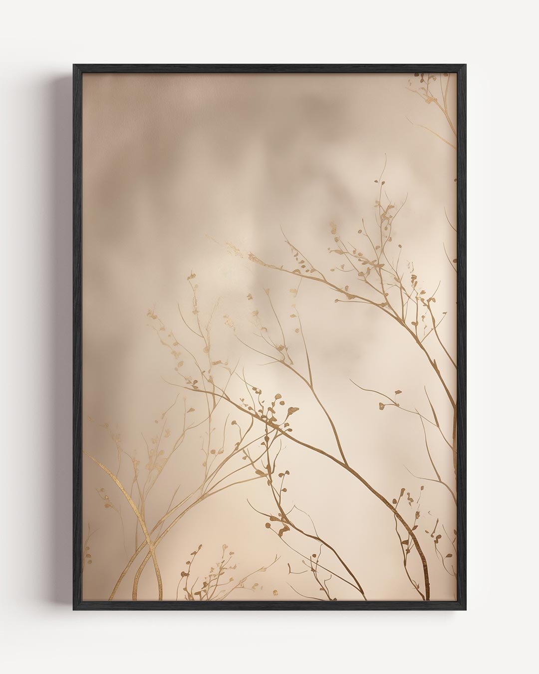 Subtiele Gouden Takken – elegante portret poster als wanddecoratie