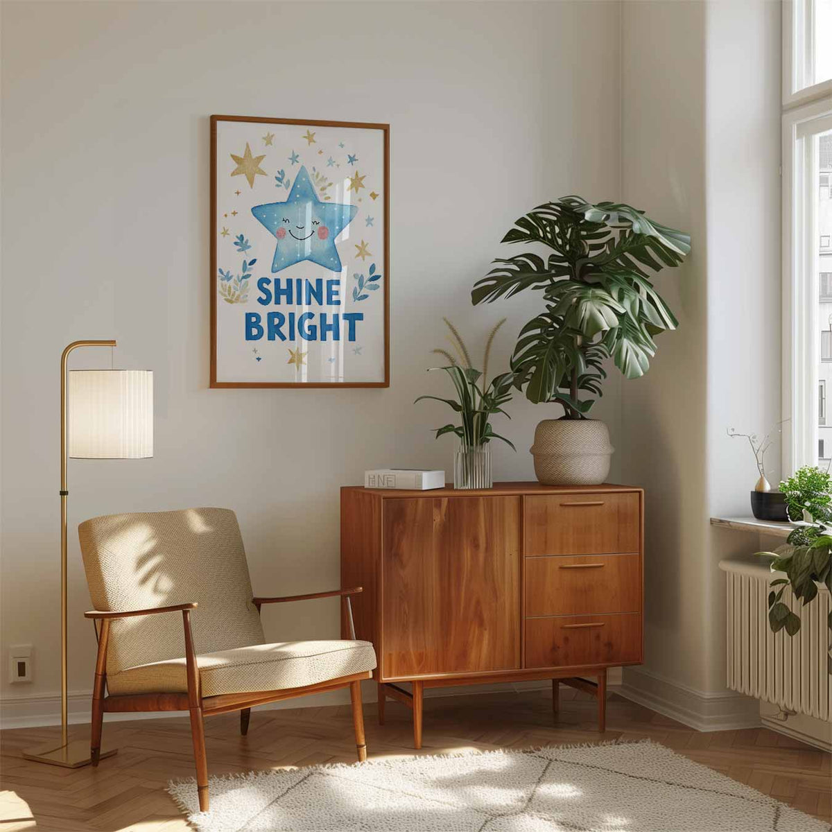 Shine Bright – speelse wandkunst als portret kinderposter