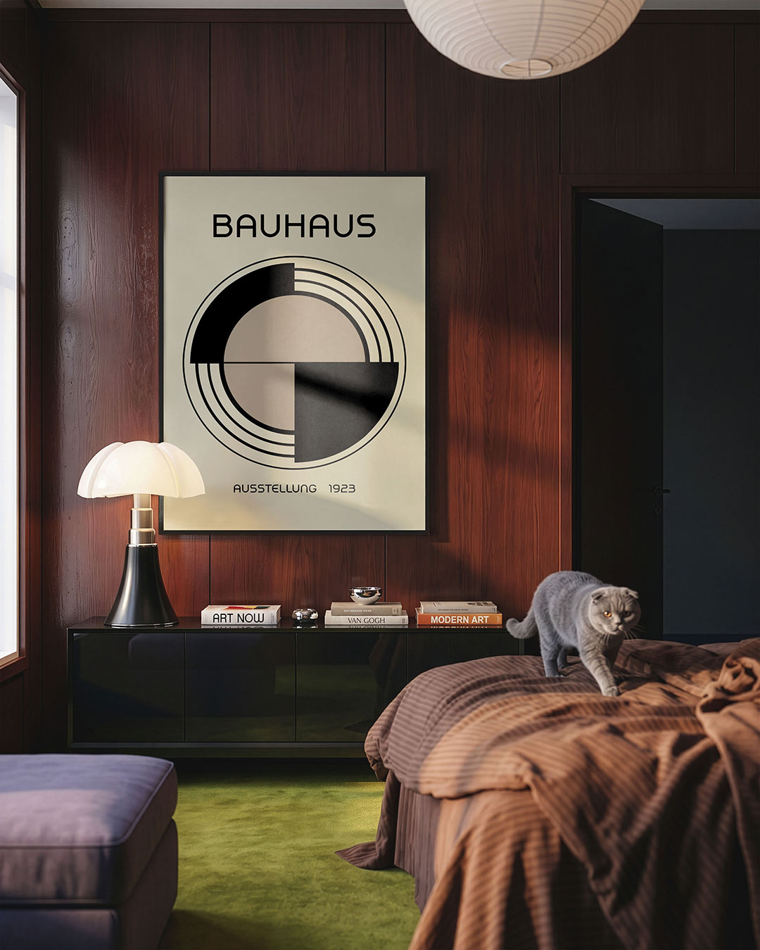 Cirkel en lijnen – geometrische Bauhaus poster in staand formaat