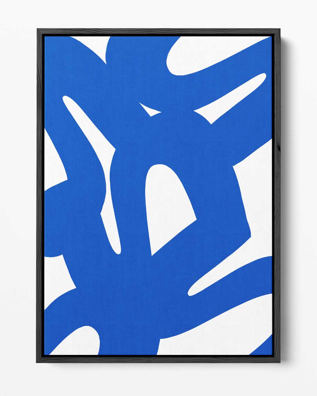 Dynamische Blauwe Krabbels – portret kunstwerk als wanddecoratie
