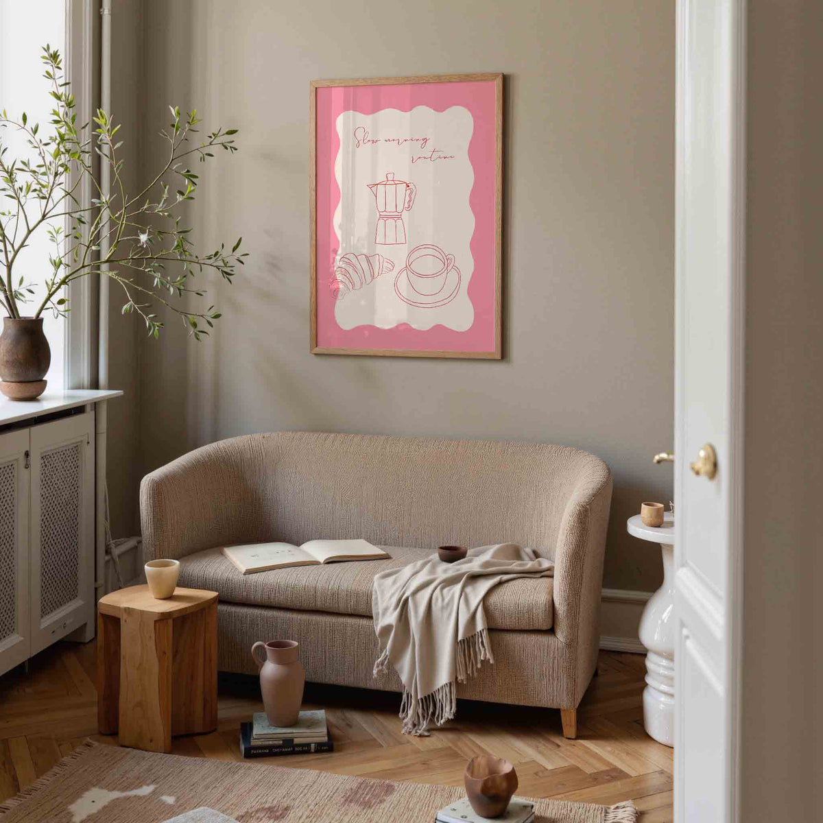 Slow morning routine – rustige poster in staand formaat