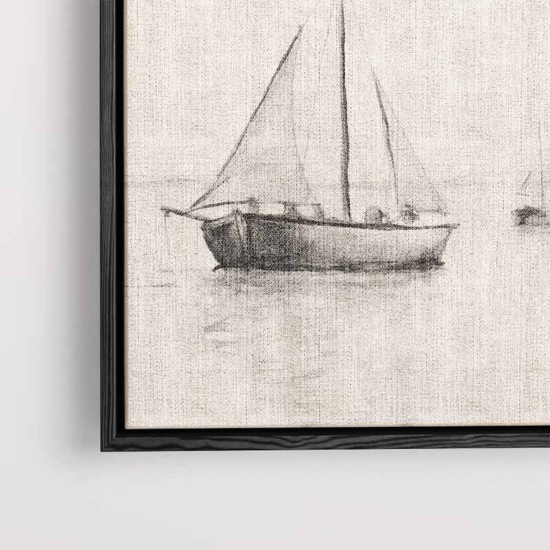 Rustige Zeilschepen op Stil Water – staand kunstwerk voor modern interieur