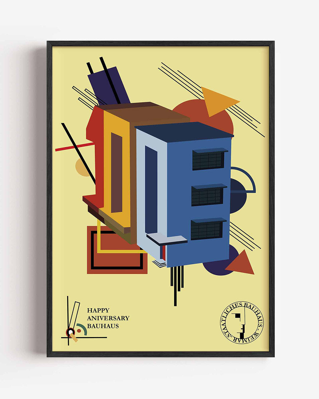 Vorm en balans – staande Bauhaus poster als wanddecoratie