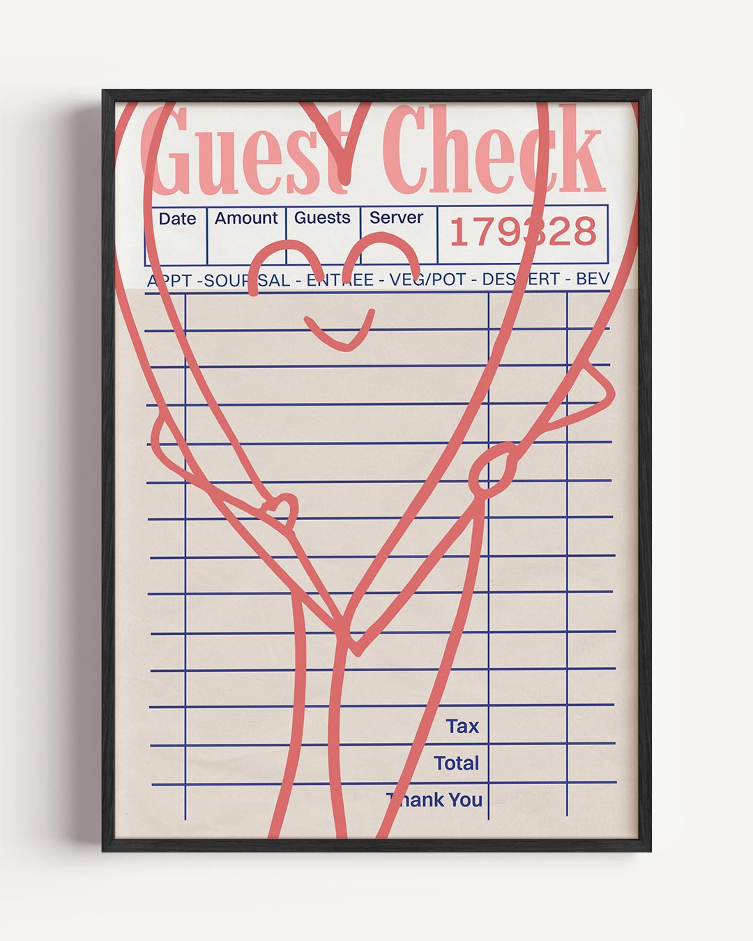 Romantische Guest Check – typografie portret poster als wanddecoratie