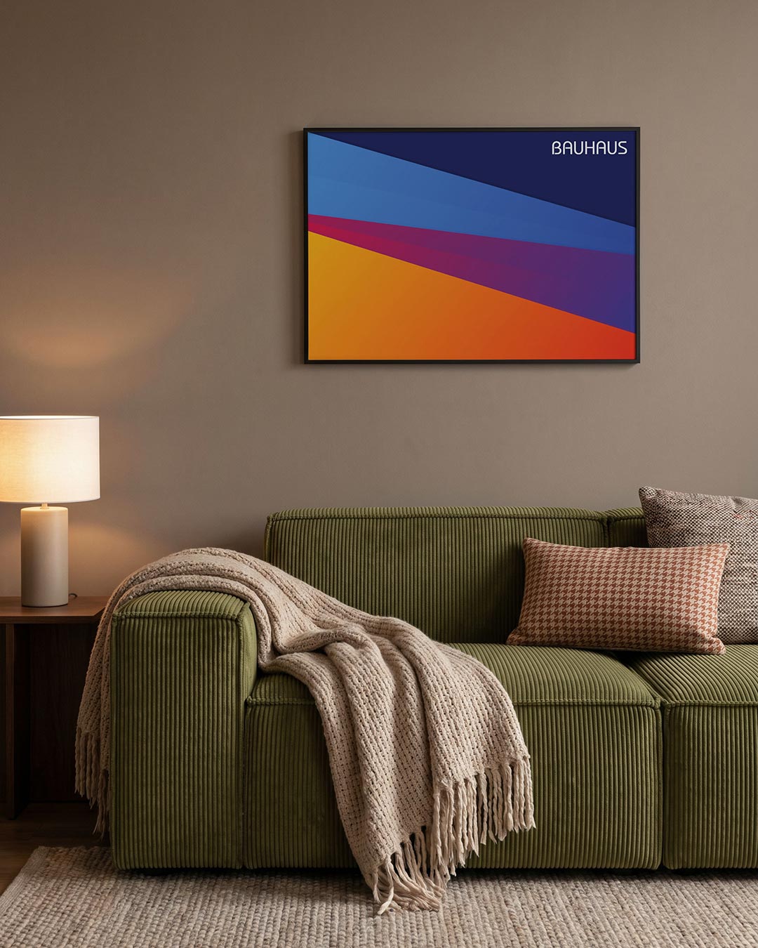 Vorm en kleurvlakken – geometrische Bauhaus poster in liggend formaat