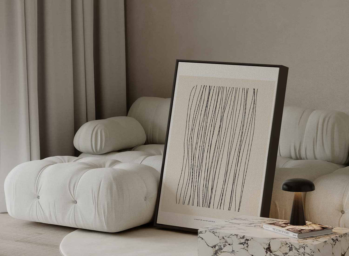 Minimalistische Lijnkunst – staande wandkunst voor woonkamer of interieur