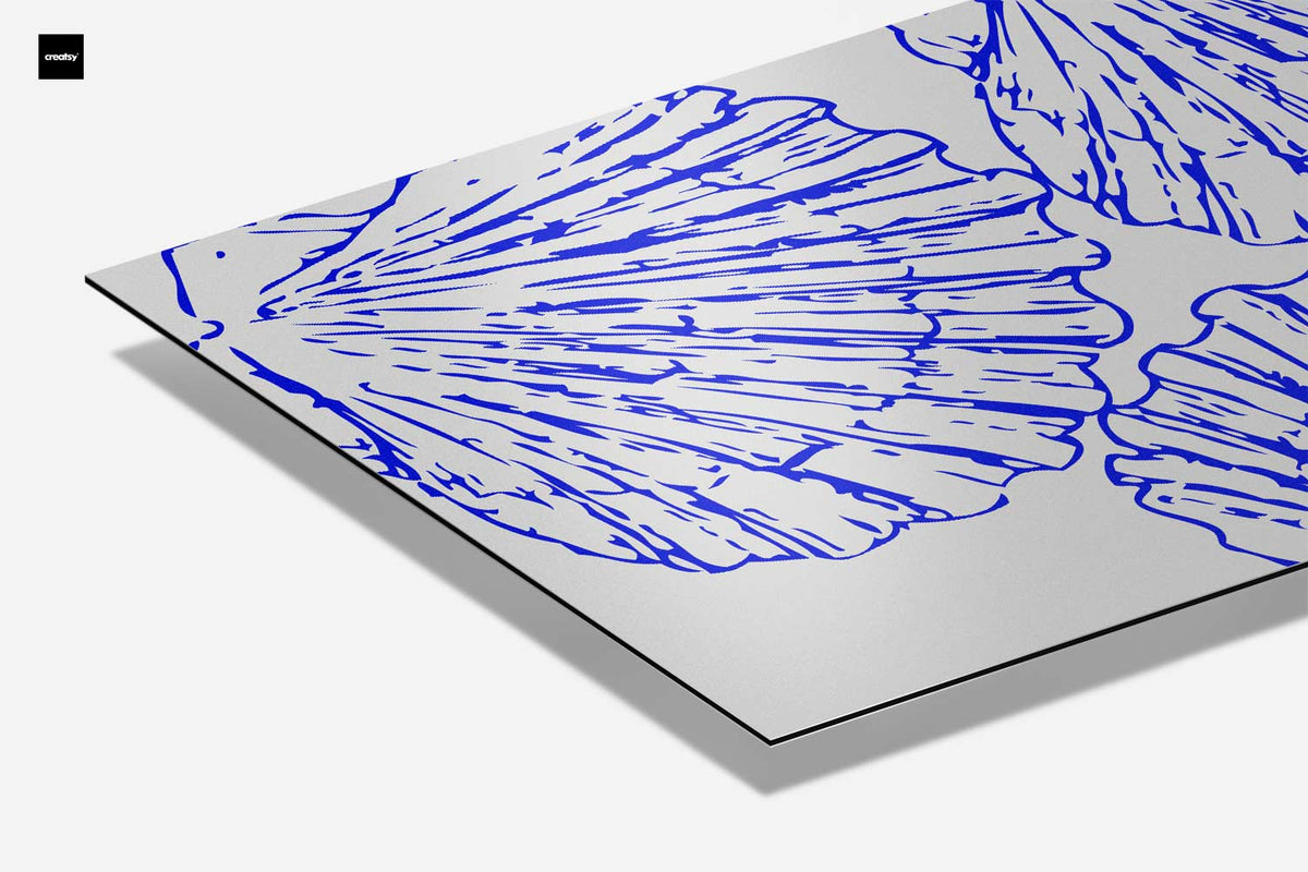 Blauwe schelpenpatroon – canvas kunstwerk als wanddecoratie