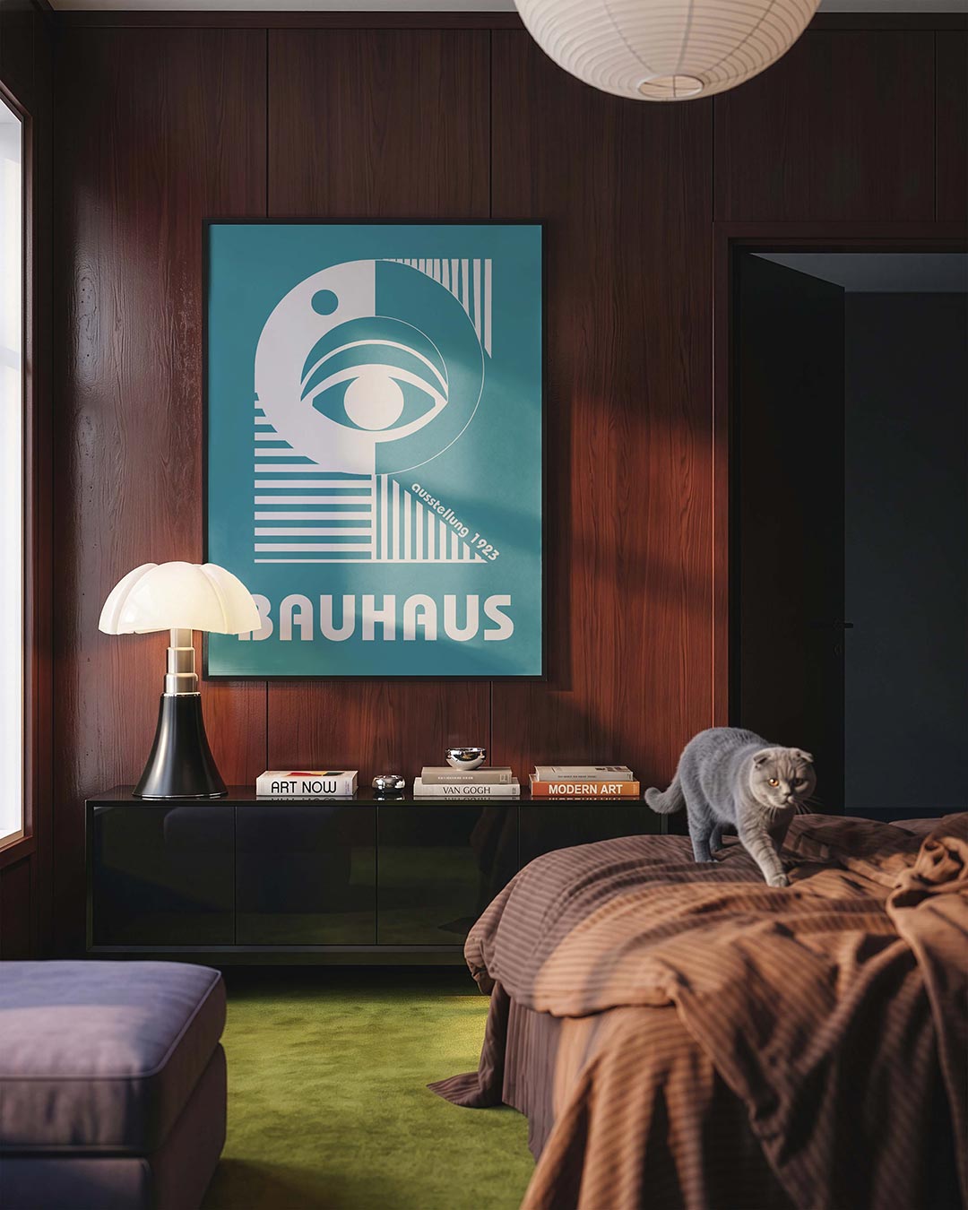 Oog en lijnen – geometrische Bauhaus poster in staand formaat