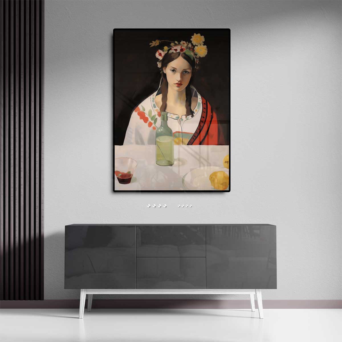 Bloemen en Stilte – staande wandkunst voor woonkamer of interieur