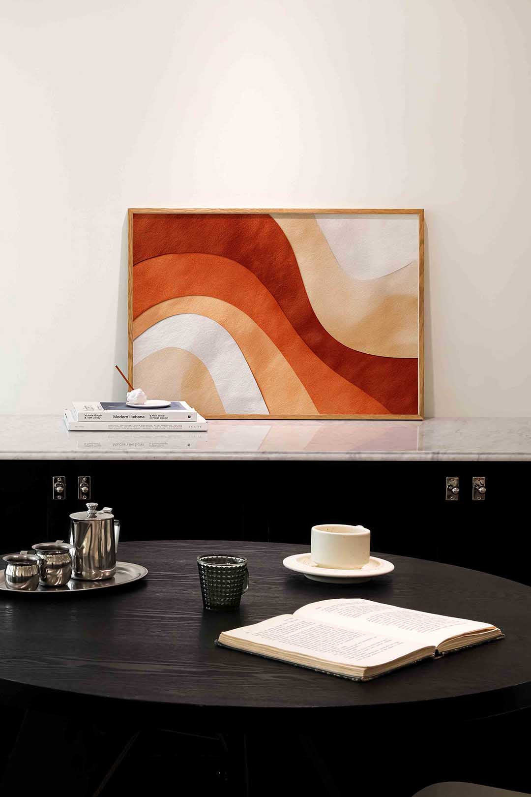 Golvende lijnen – abstracte poster in liggend formaat