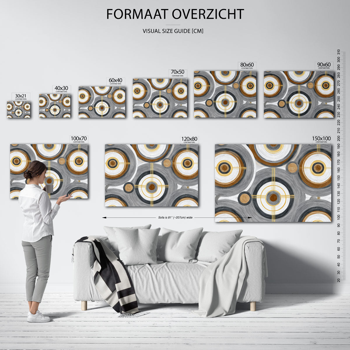 Cirkelpatroon – liggende muurposter met abstracte vormen