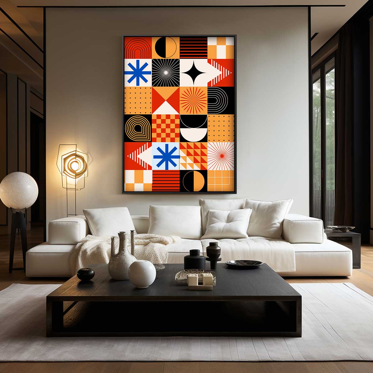 Retro Geometrisch Kunstwerk – modern portret kunstwerk van WallArtistic