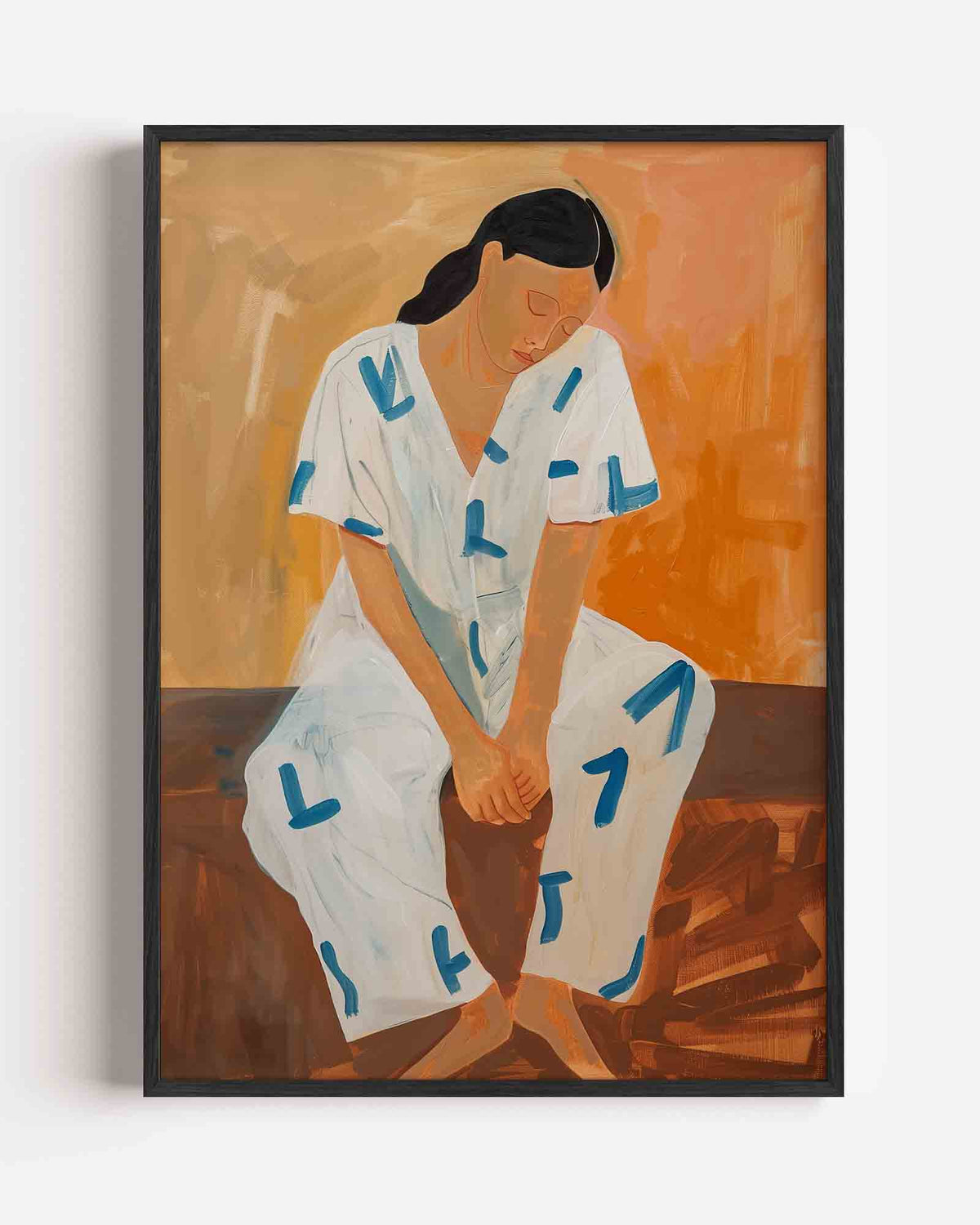 Zittende figuur – hedendaagse illustratie portret poster als wanddecoratie