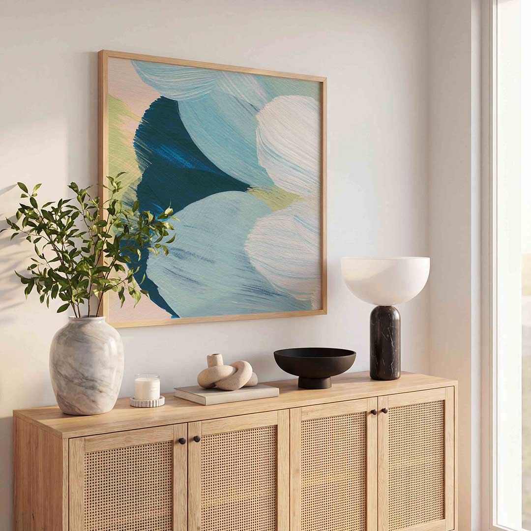 Abstracte blauwe vormen – schilderkunst als moderne vierkante poster