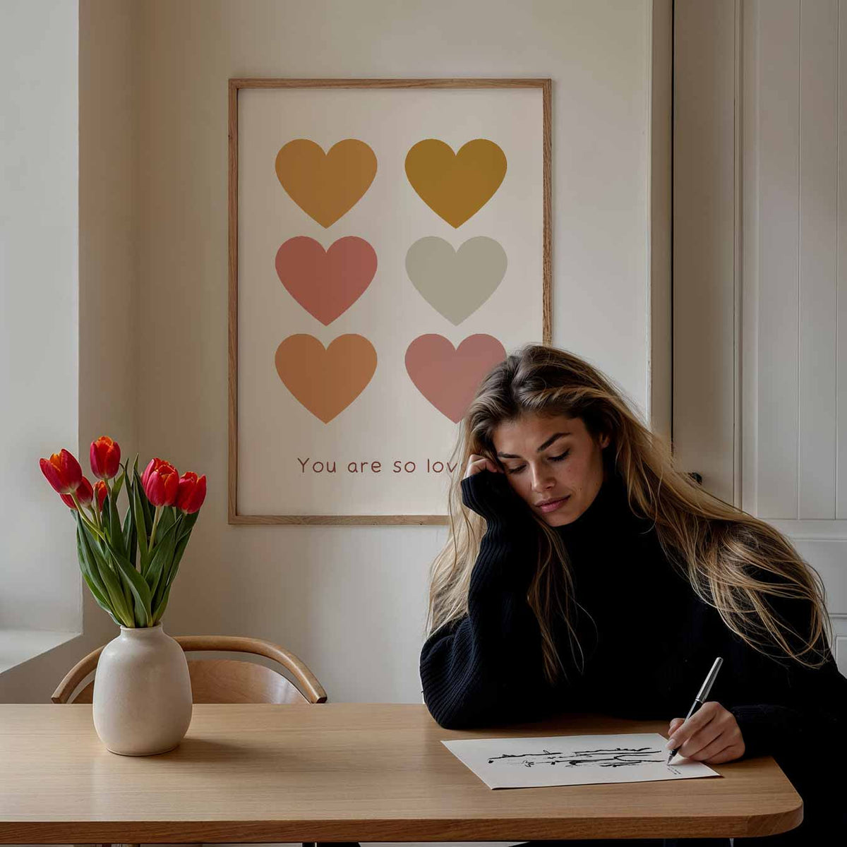 Liefdevolle Hartjes – staande muurposter voor de kinderkamer