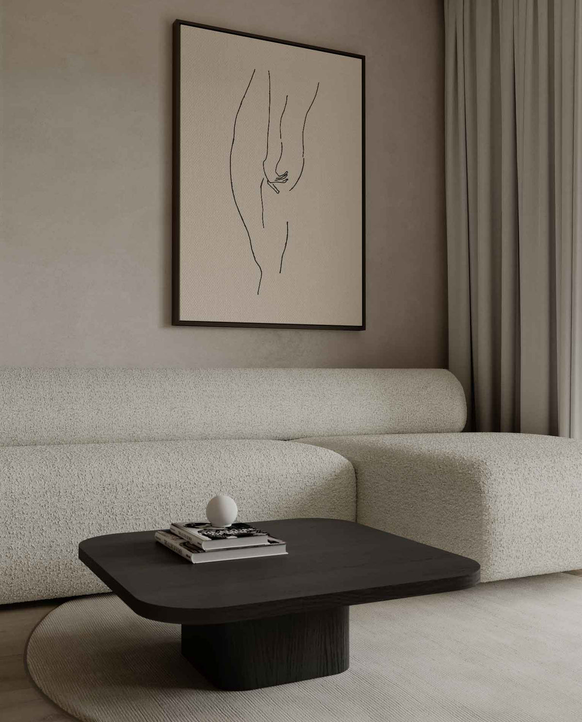 Sierlijke Lijntekening – canvas kunstwerk als wanddecoratie