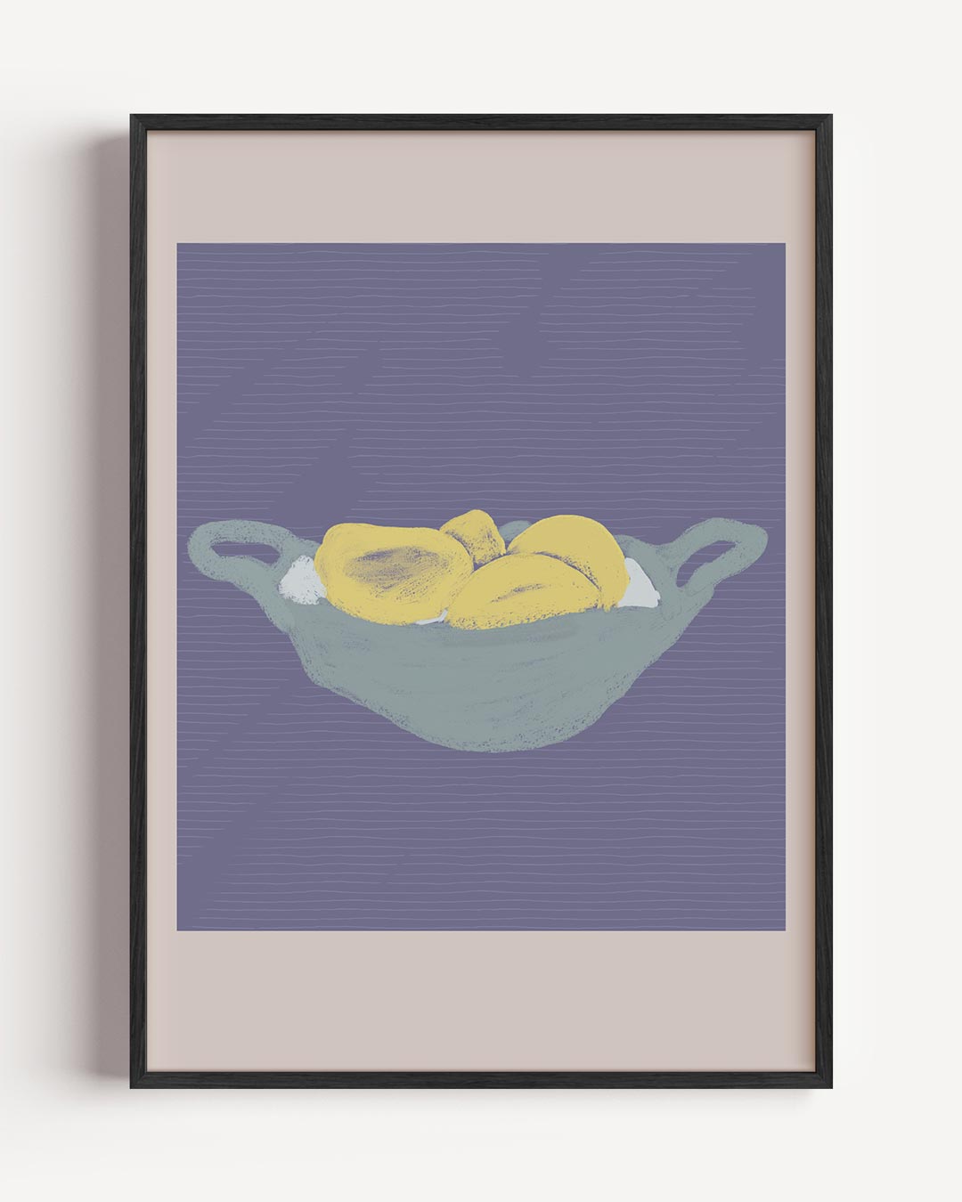 Vrolijke Vruchten in Blauw – keuken portret poster als wanddecoratie