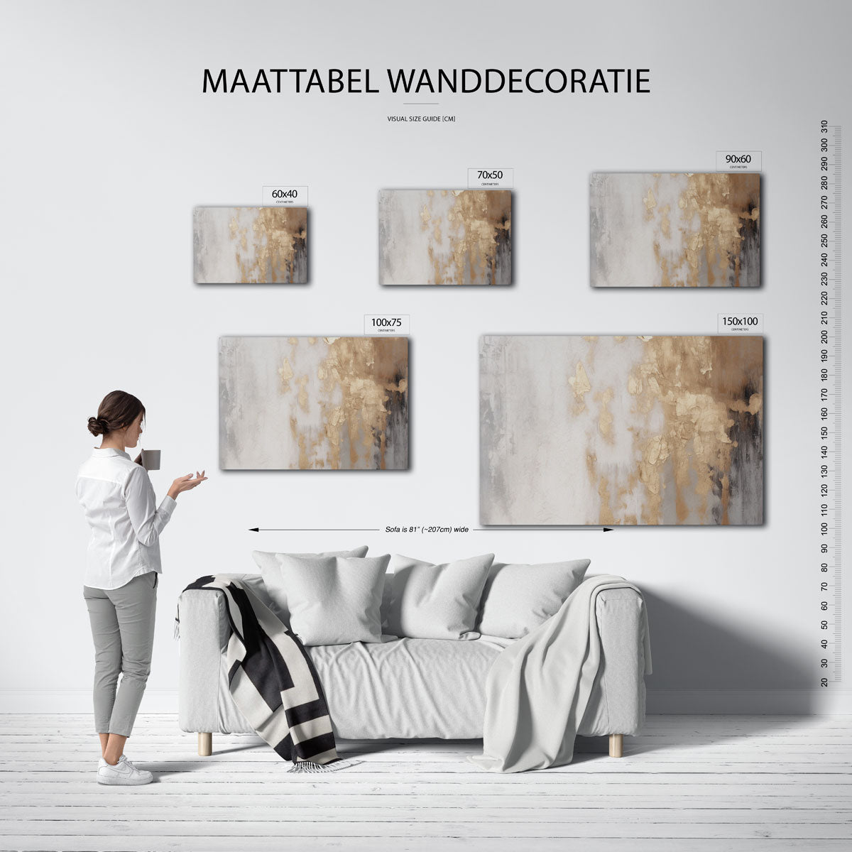 Organische texturen – moderne liggende wanddecoratie