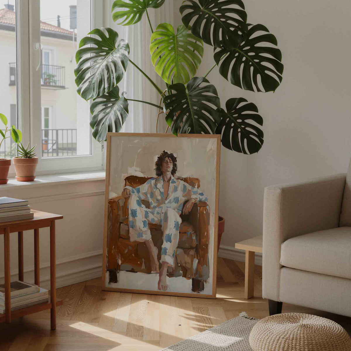 Persoon in stoel – moderne illustratie als portret poster