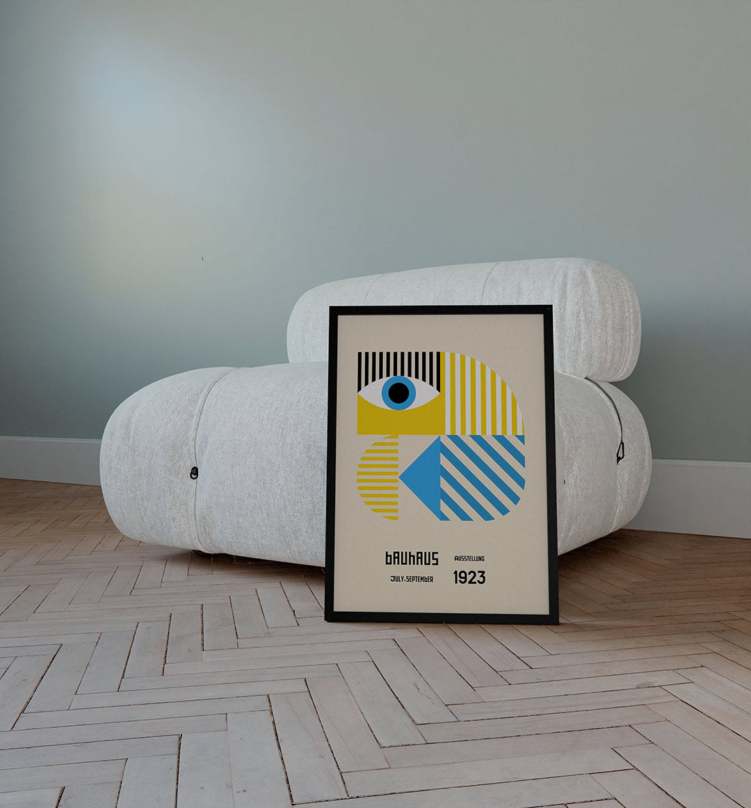 Vorm en kleurvlakken – staande Bauhaus poster voor aan de muur