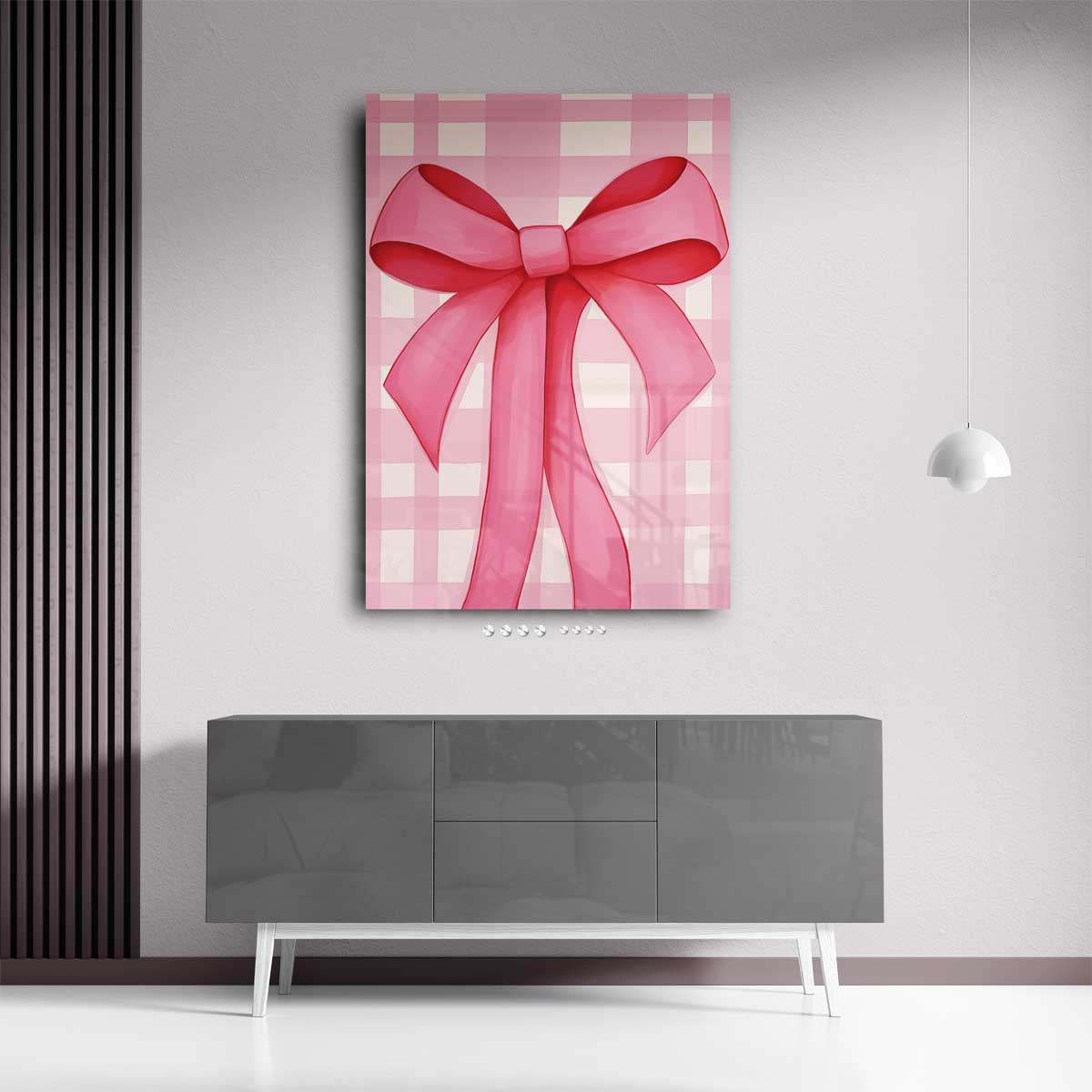 Roze Strik – plexiglas wanddecoratie in portret formaat