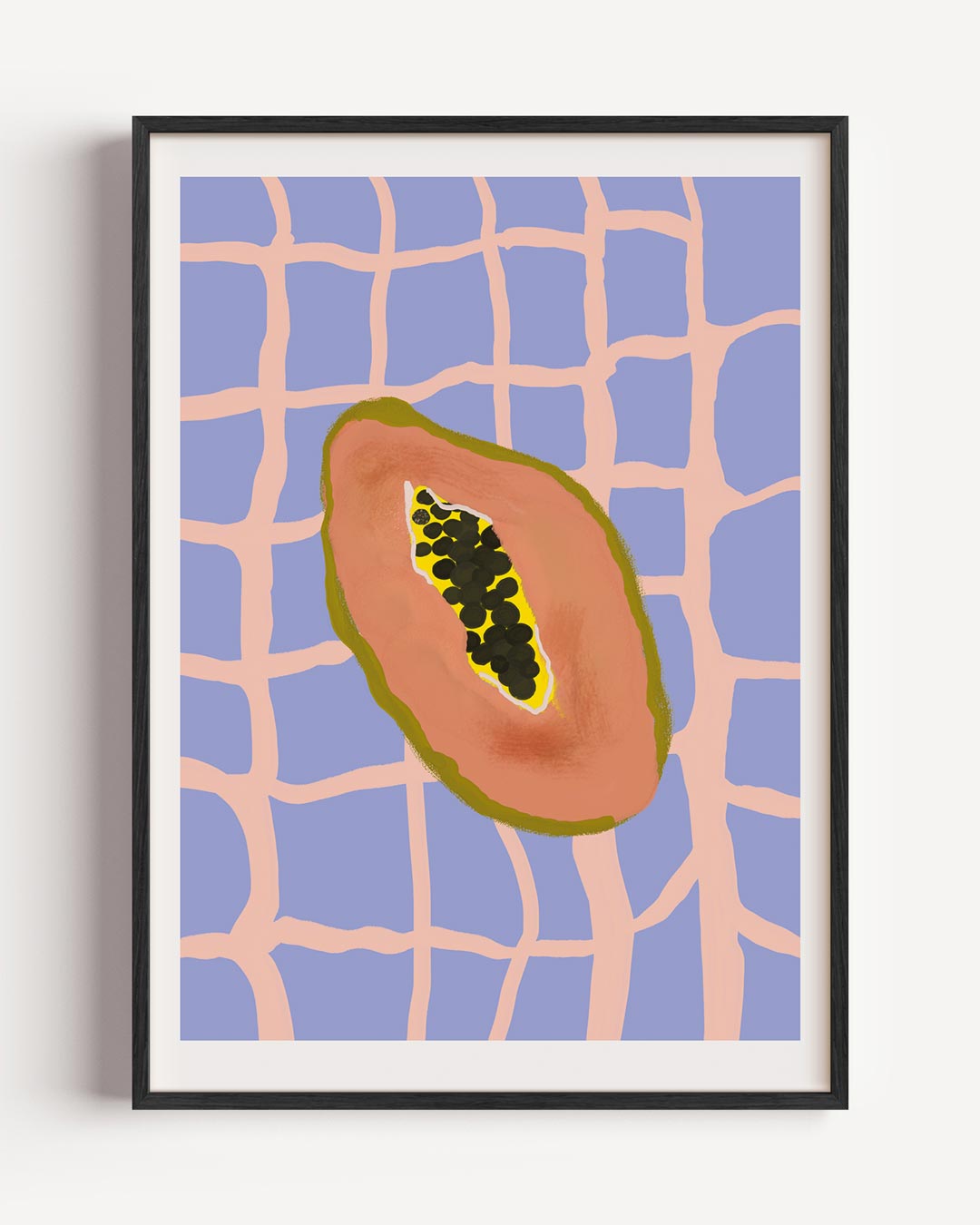 Tropische Papaya Kunstposter – keuken portret poster als wanddecoratie