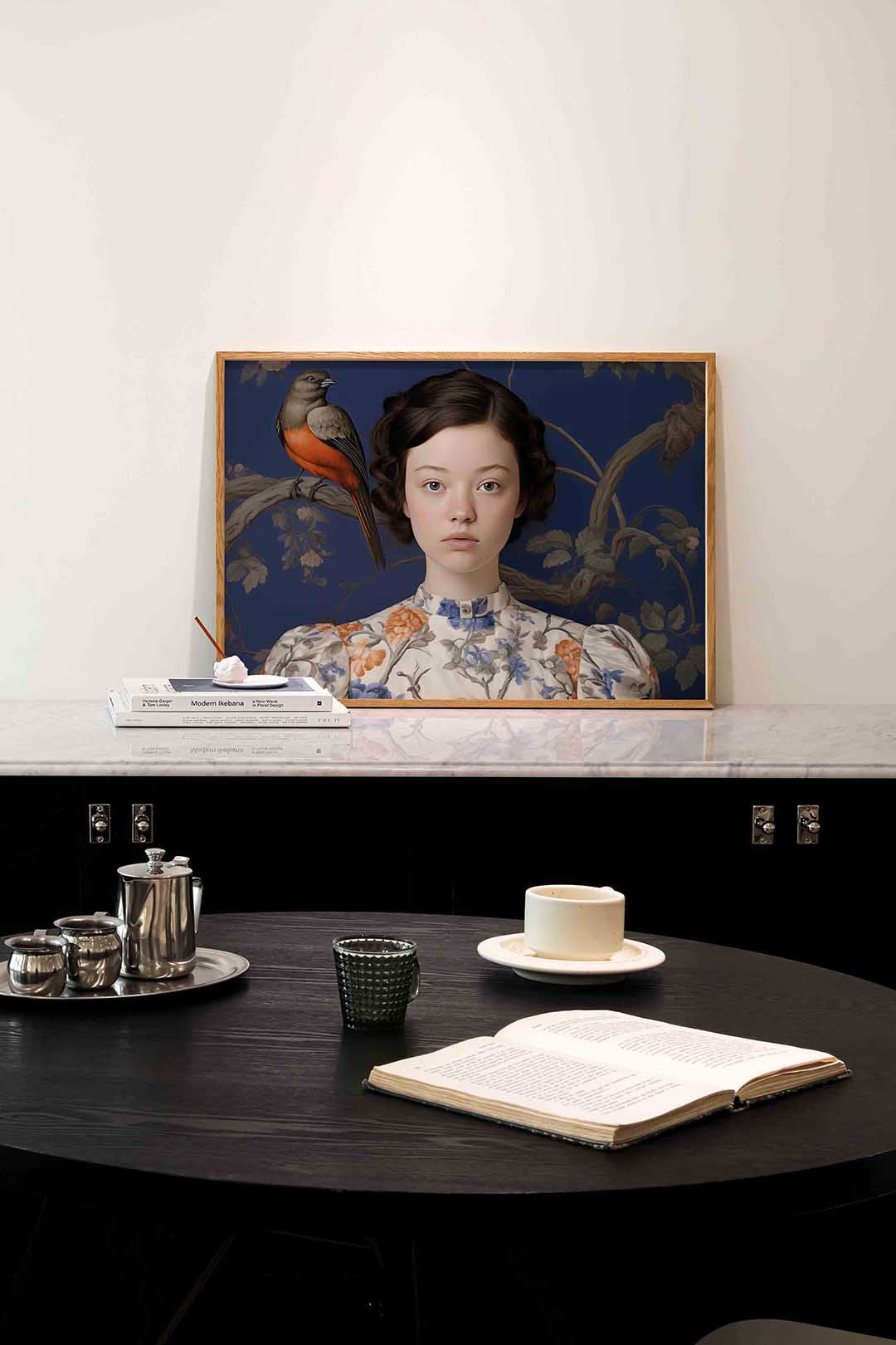 Meisje met vogel – portret poster in liggend formaat