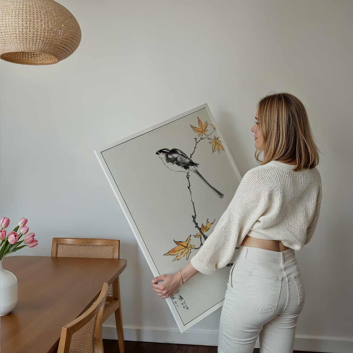 Rustieke Vogel op Herfsttak – kids poster als vrolijke staande wanddecoratie