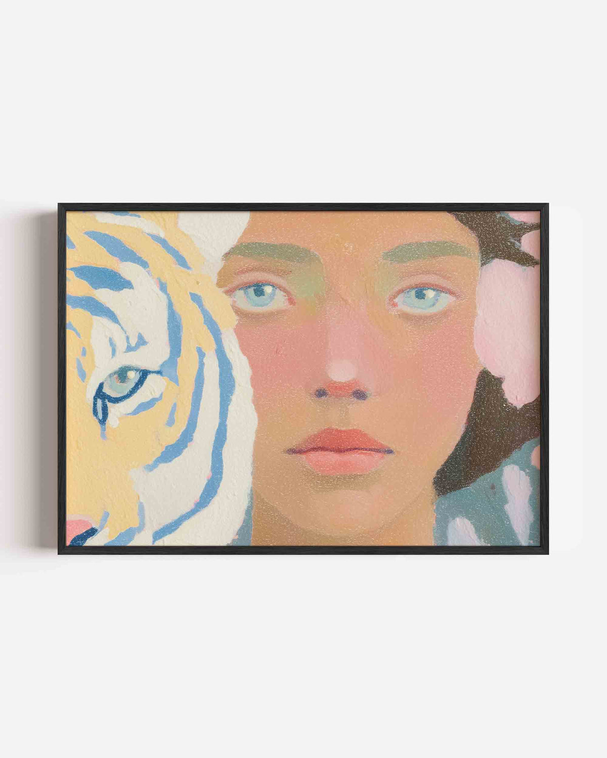 Tijger en gezicht – vrouwelijk portret als landscape poster