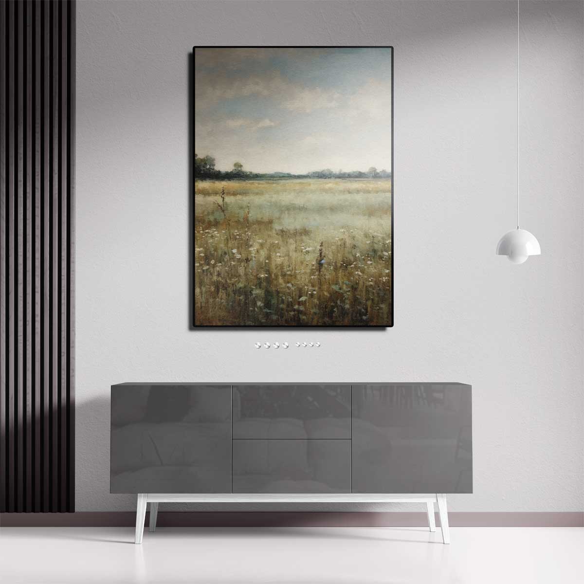 Zomerweide in de ochtend – dibond kunstwerk als wanddecoratie