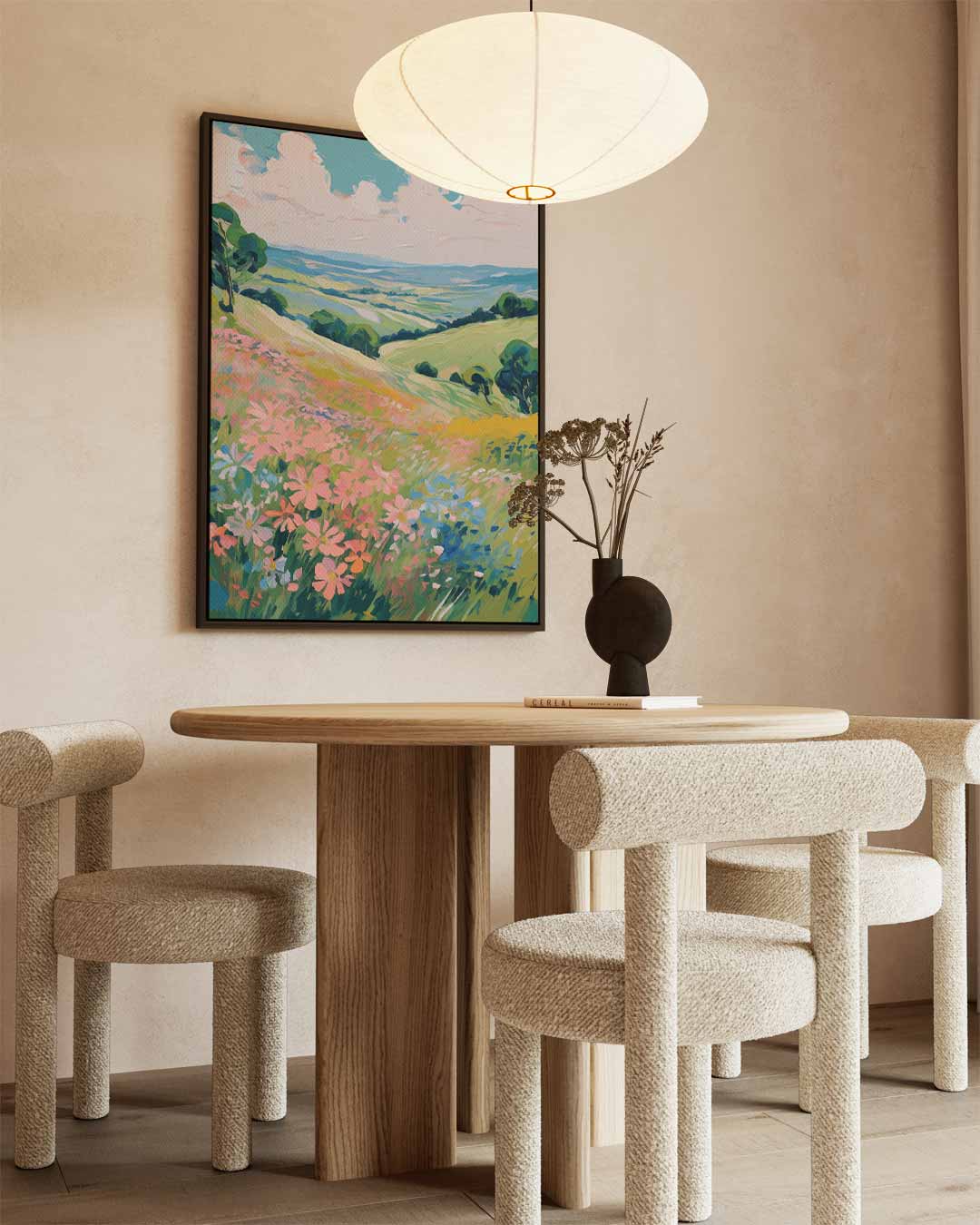 Zomerse Bloemenveld Harmonie – staande wandkunst voor woonkamer of interieur