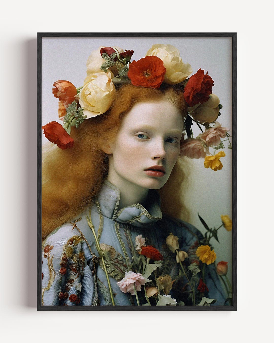 Bloemenpracht Portret – vrouwelijk portret poster als wanddecoratie