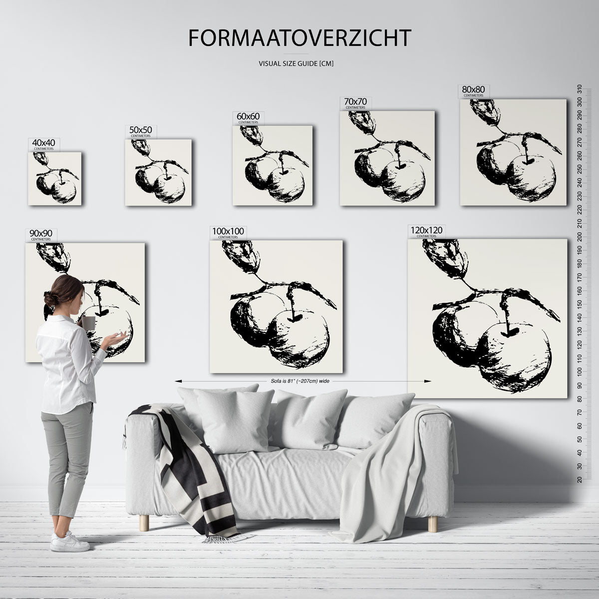 Twee appels – vierkante muurposter voor keuken of eethoek