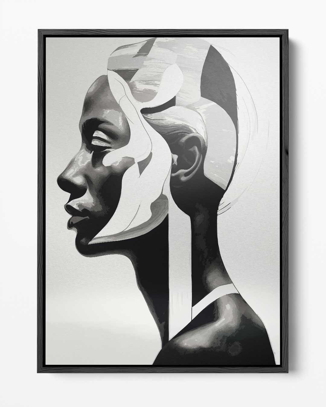Strakke Contrasten - Portret in Zwart en Wit – portret kunstwerk als wanddecoratie
