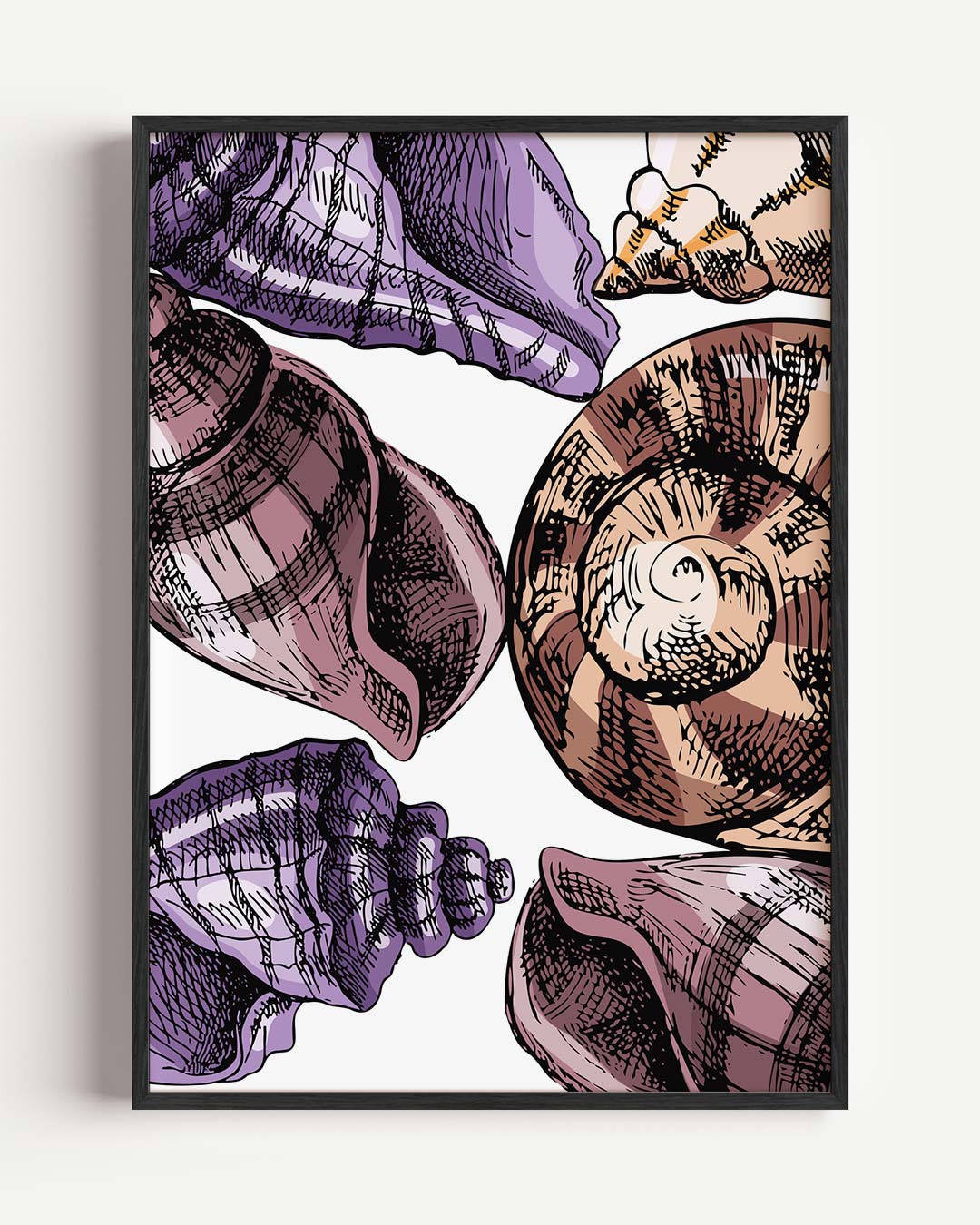 Schelpen in Stijl – zeedieren portret poster als wanddecoratie
