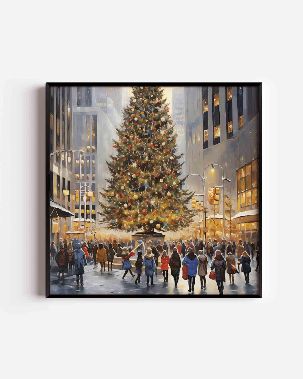 Kerstboom in de stad – kerst vierkante poster als wanddecoratie