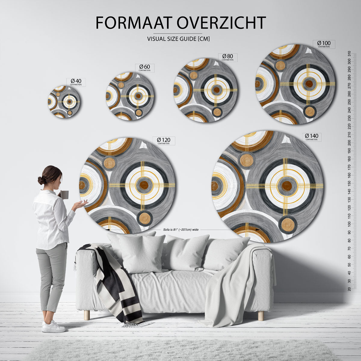 Cirkelpatroon – ronde muurdecoratie met vrouwelijk portret