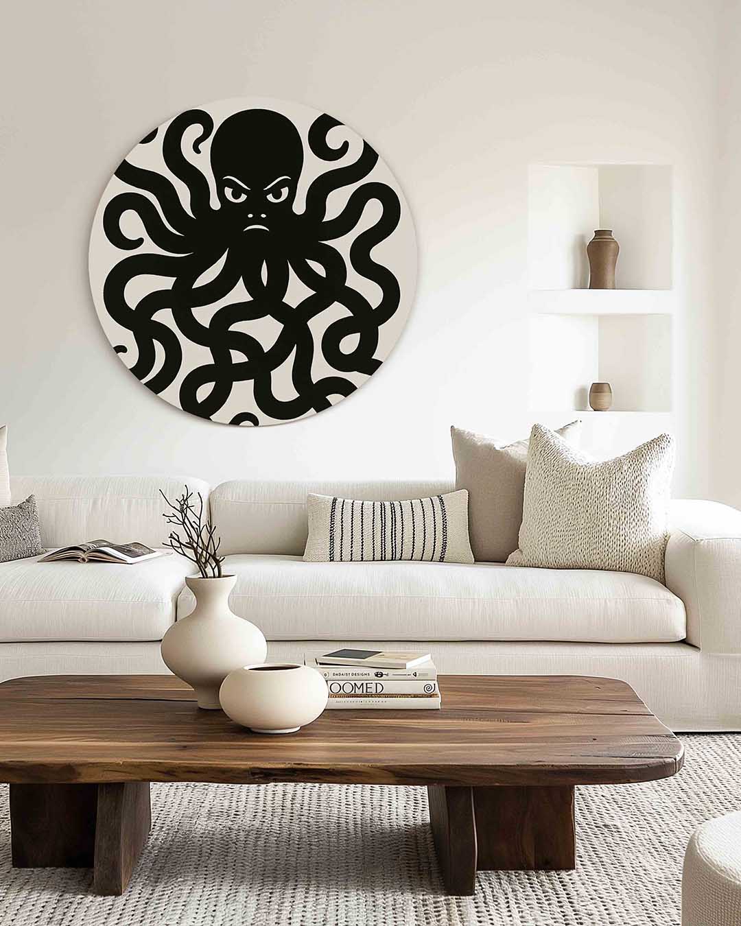 Octopus silhouet – dierenprint muurcirkel voor aan de muur