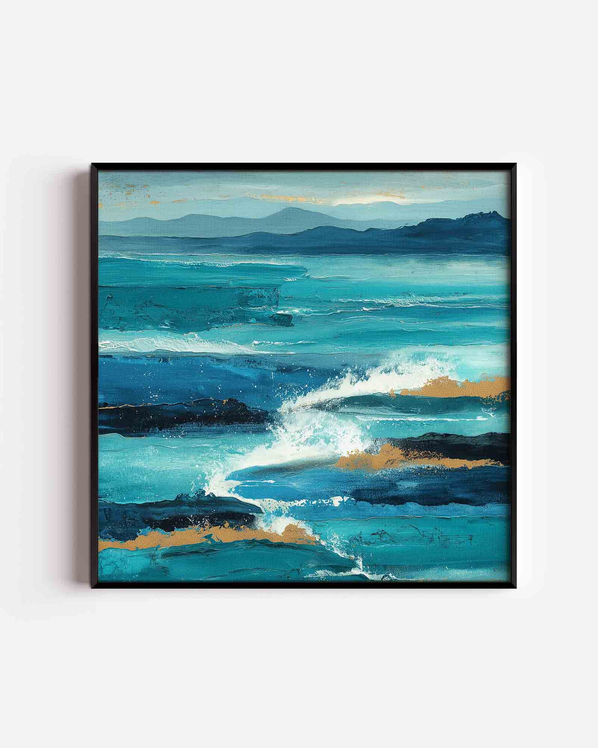 Golven en bergen – abstracte vierkante poster als wanddecoratie