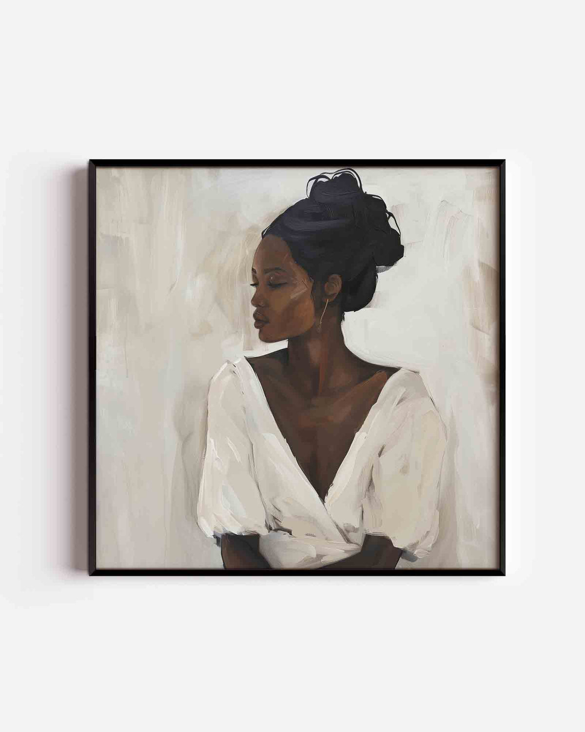 Vrouw met opgestoken haar – design vierkante poster als wanddecoratie