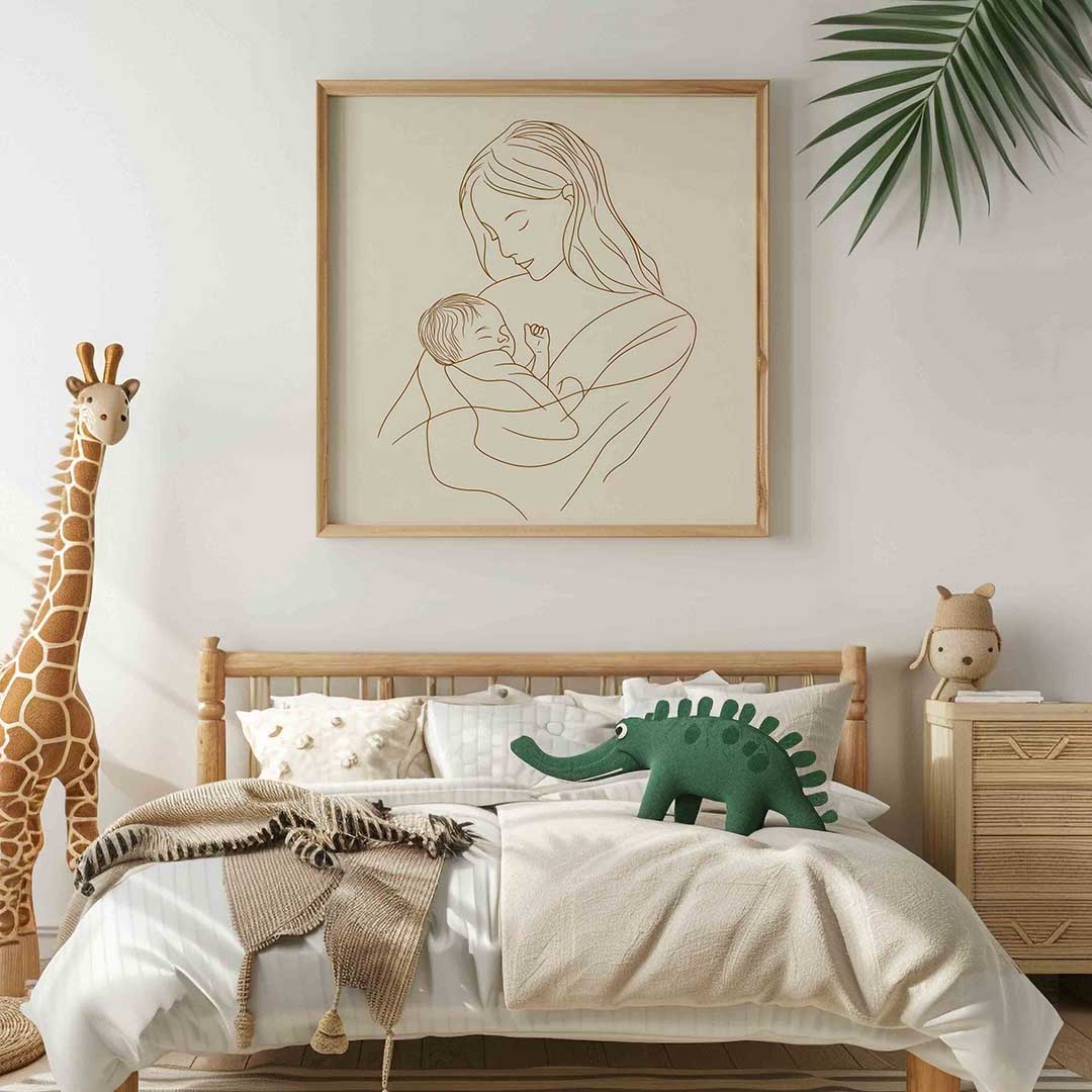 Moeder en kind – vierkante kinderkamer wanddecoratie van WallArtistic