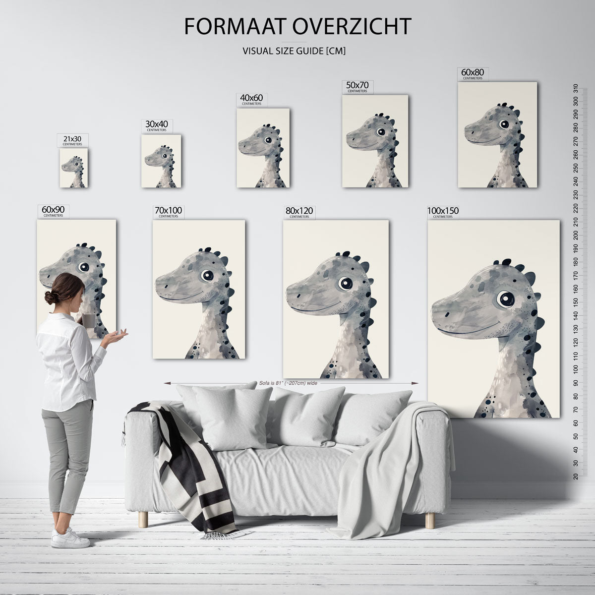 Dinosaurus glimlach – staande muurposter voor de kinderkamer