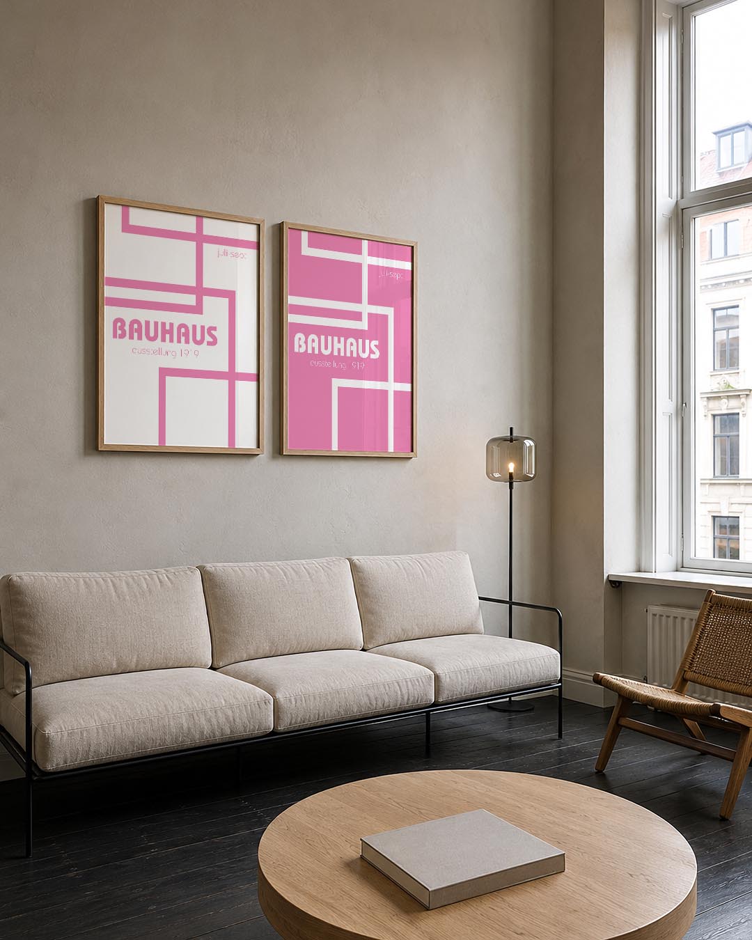 Roze lijnenspel Posterset