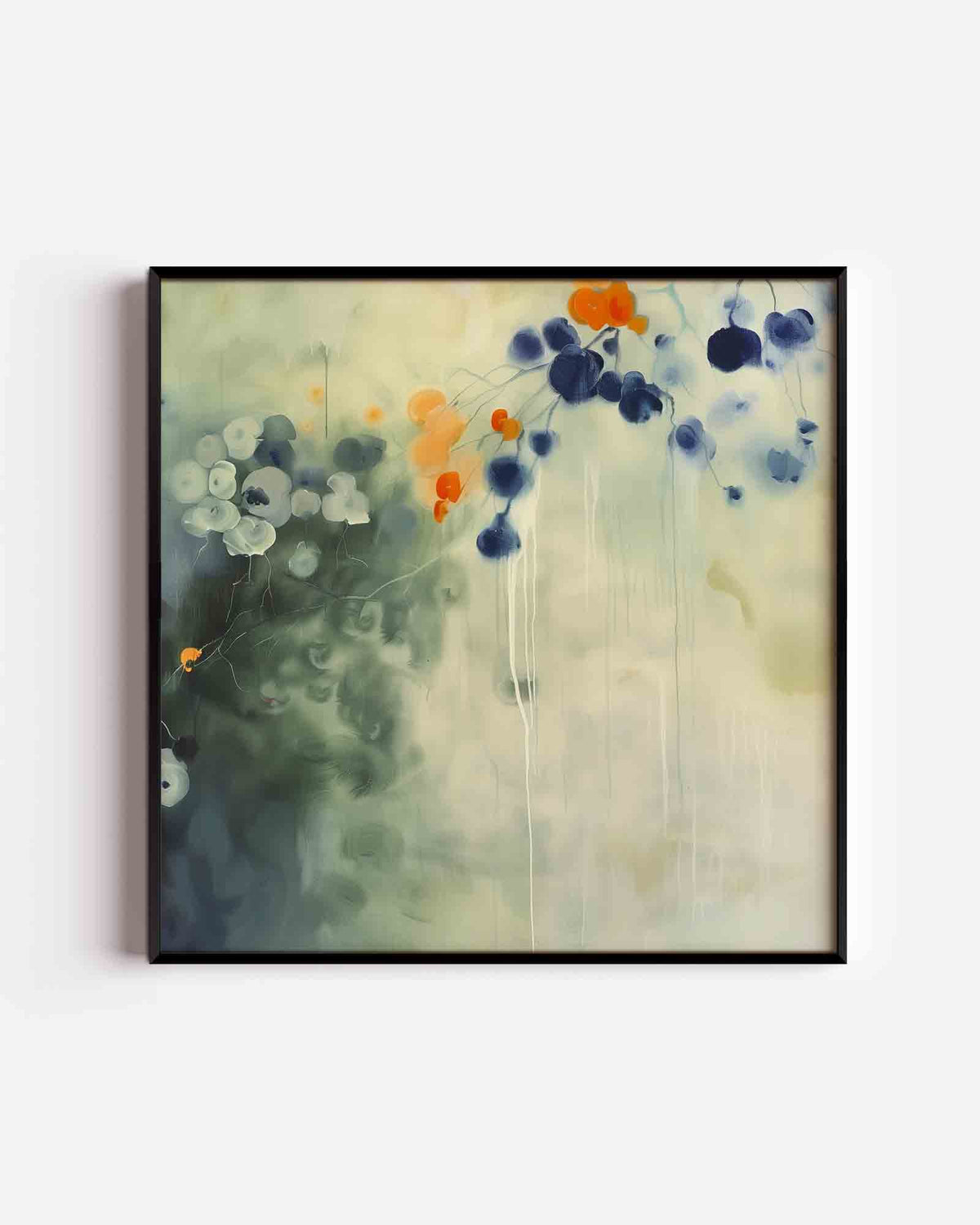 Abstracte bloemen – vierkante poster met kleur en vormen als wanddecoratie