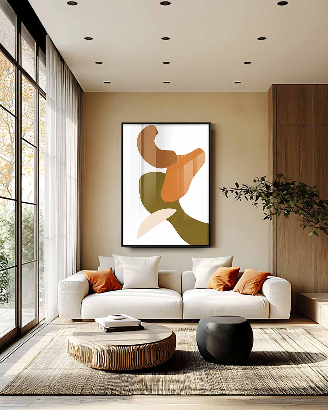 Aards Abstract – staande wandkunst voor woonkamer of interieur