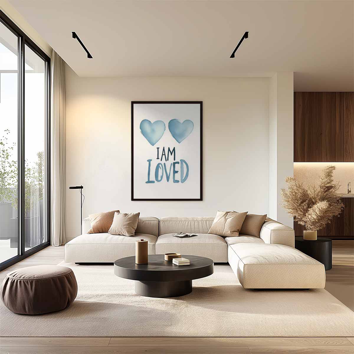 Liefdevolle Harten Waterverf Schilderij – dibond wanddecoratie in staand formaat