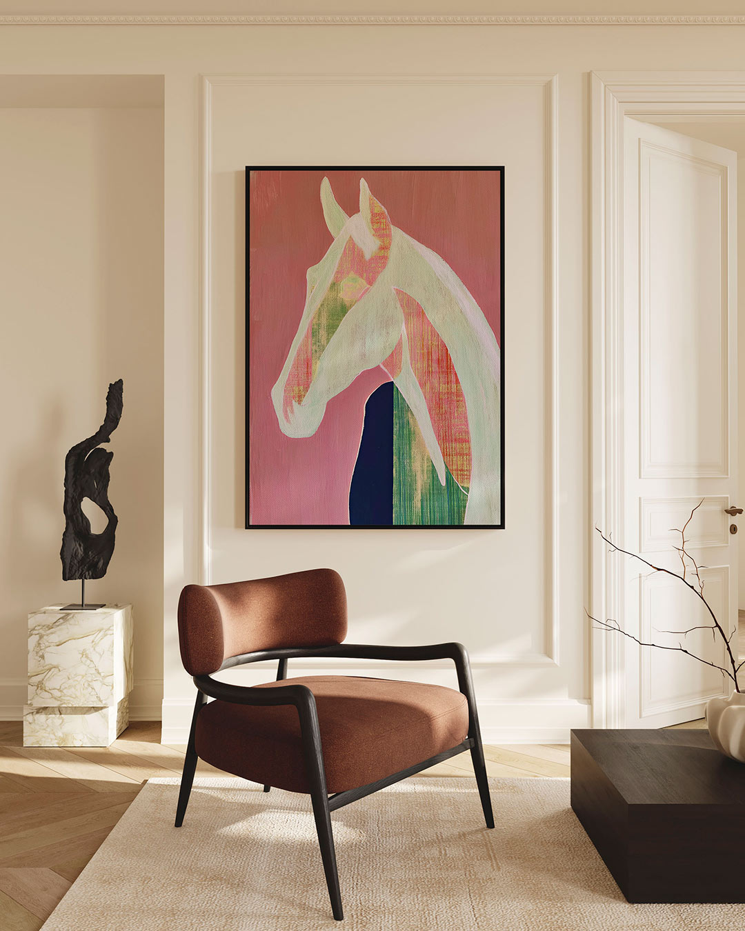 Paardenportret in pastel – staande wanddecoratie